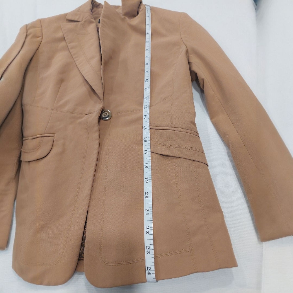 Tan Wool-Blend Blazer with Tailored Fit - Picture 9 of 10